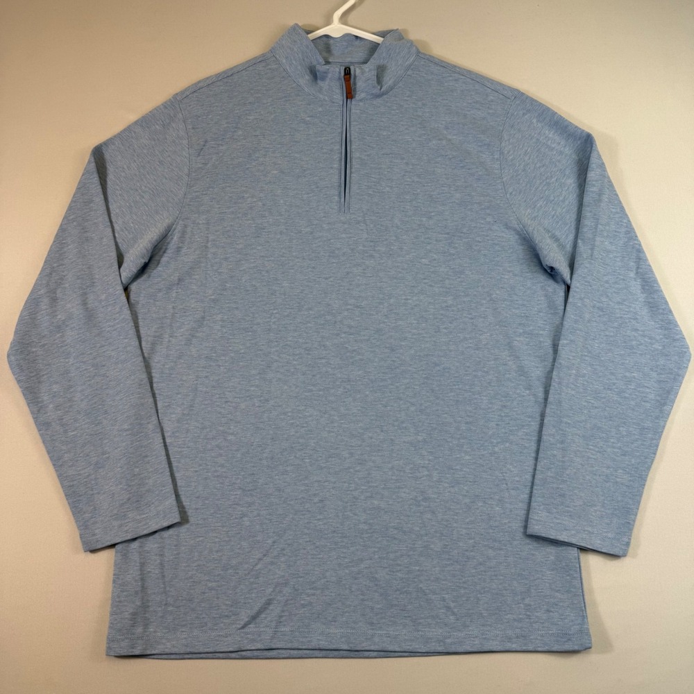 Mizzen+Main 1/4 Zip Pullover Mens Large Blue Heathered Performance Preppy Layer